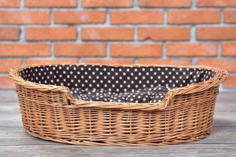 Esmira kunststof rieten hondenmand met polka dot kussen - Afbeelding 2